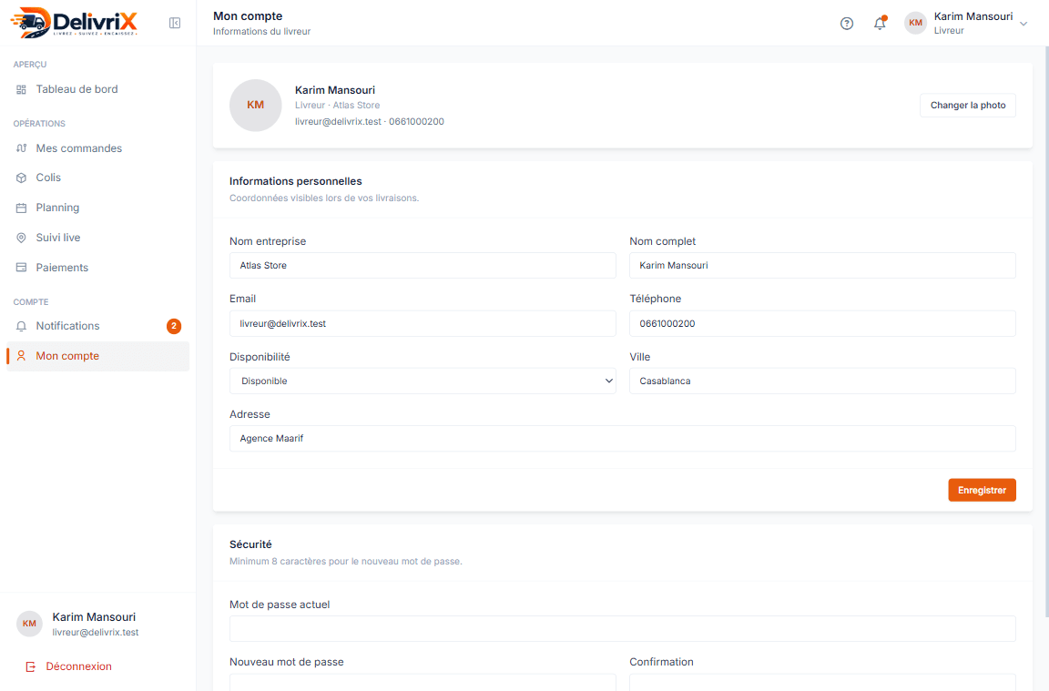 DelivriX client — mes colis