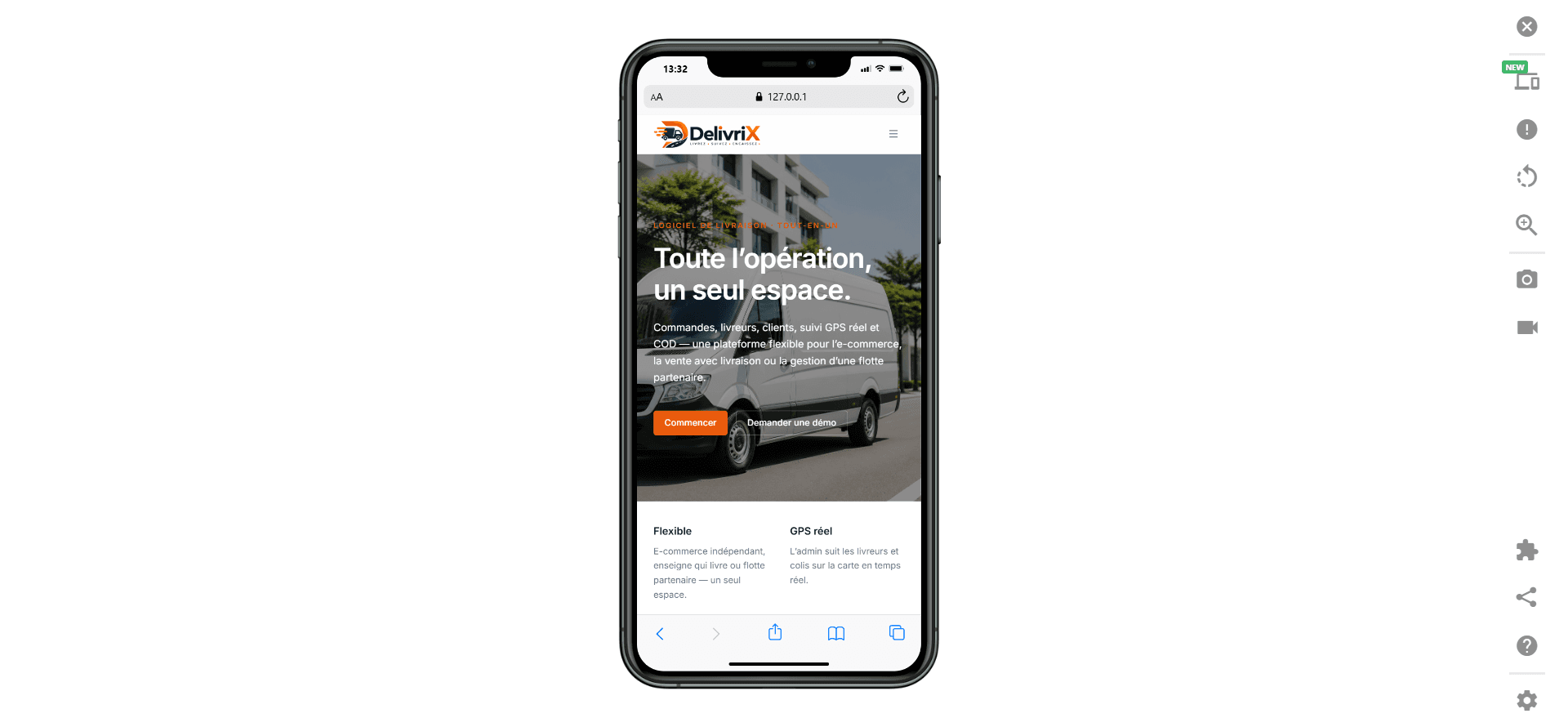 DelivriX — Mobile Home