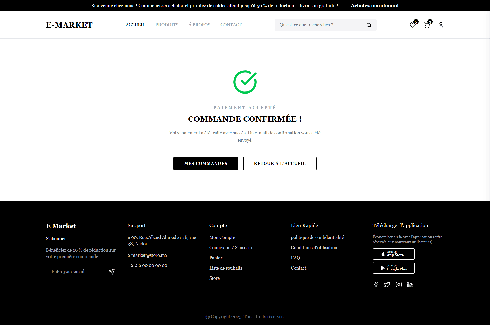 E-Market — Paiement Reussi