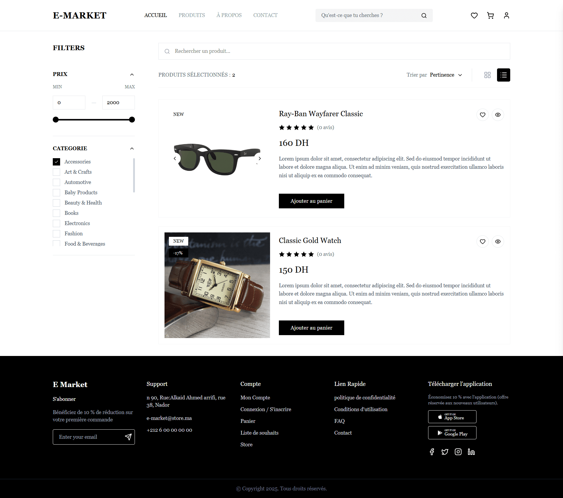 E-Market — Product List