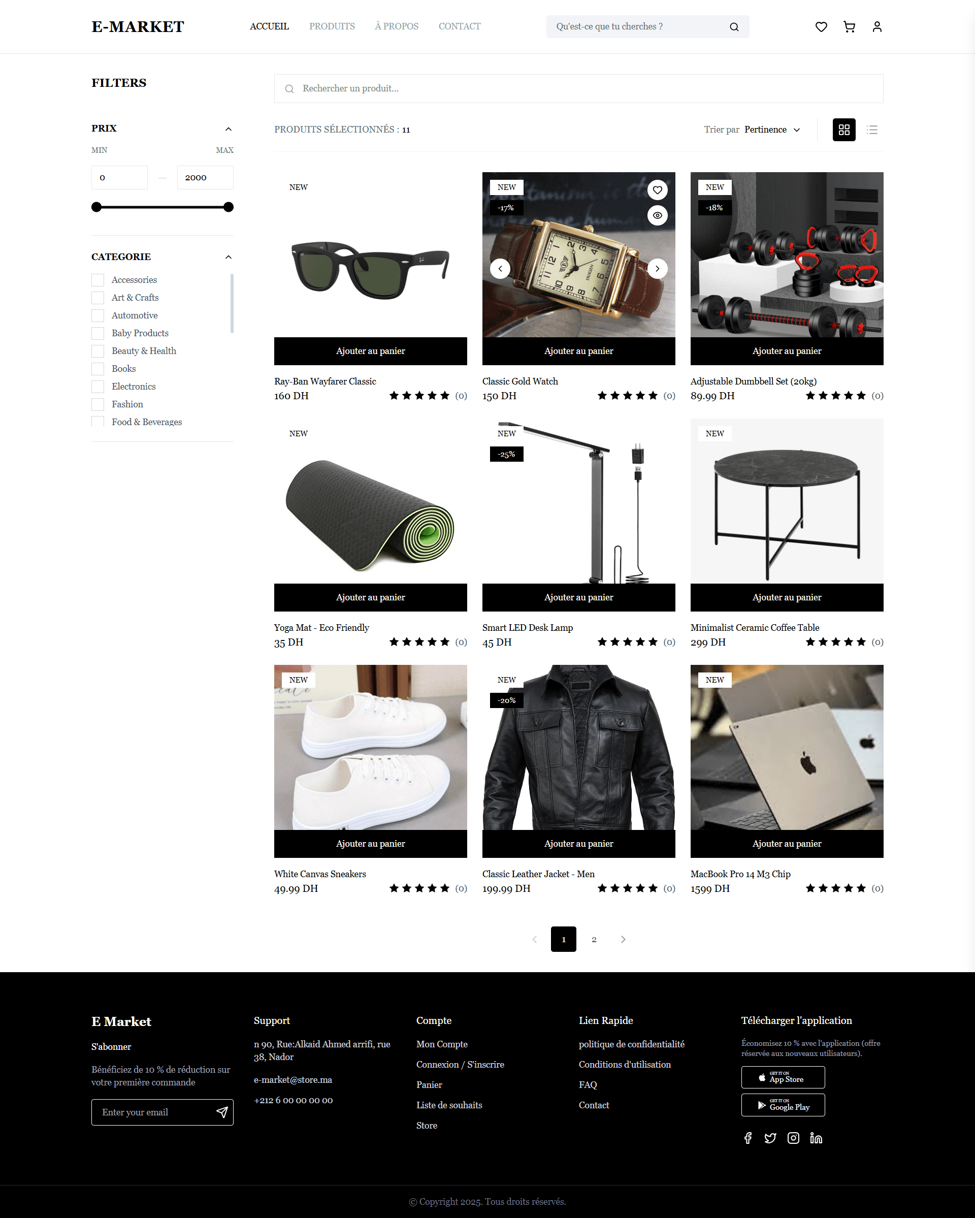 E-Market — Products Cards