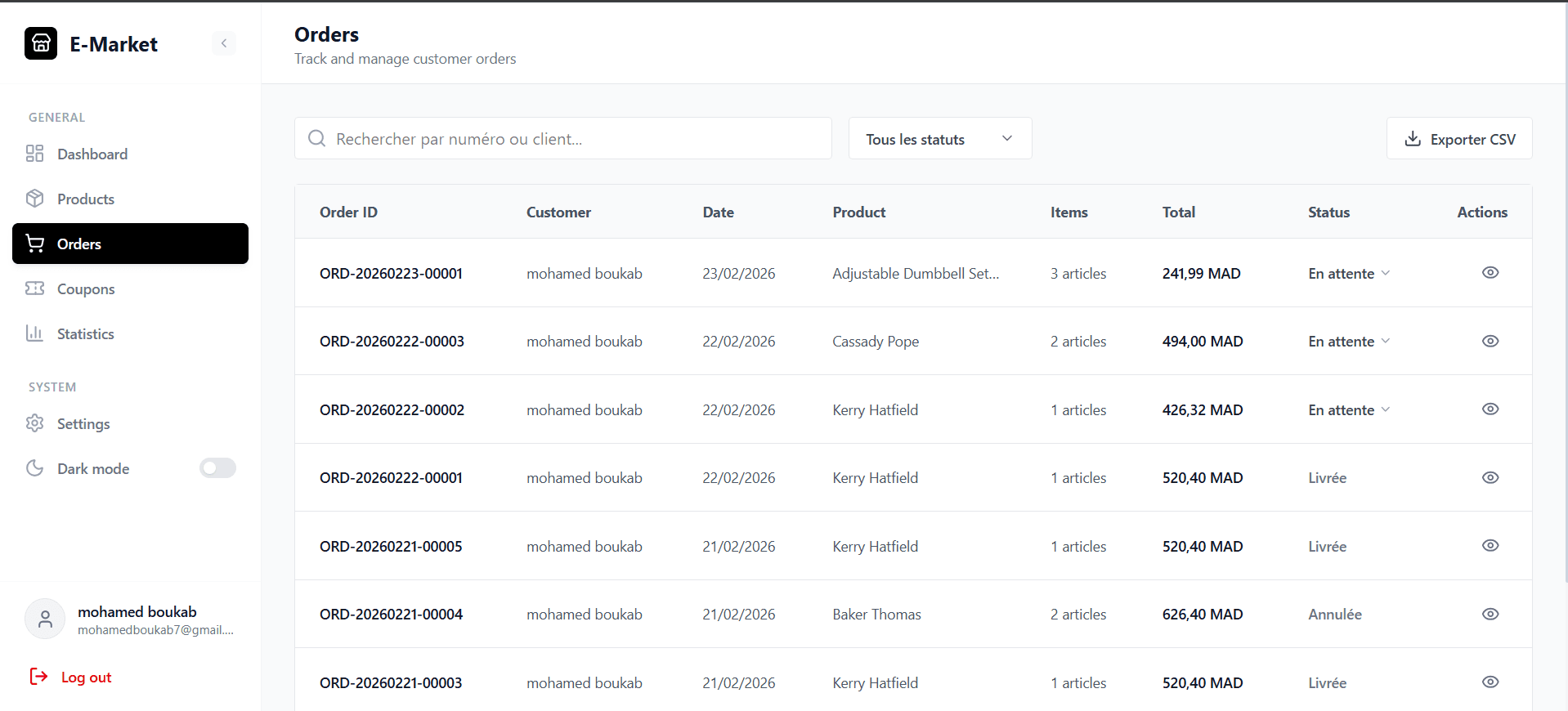 E-Market — Seller Orders
