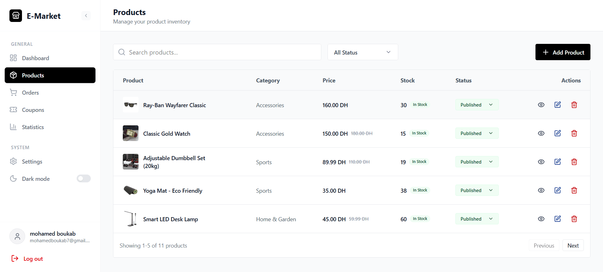 E-Market — Seller Products