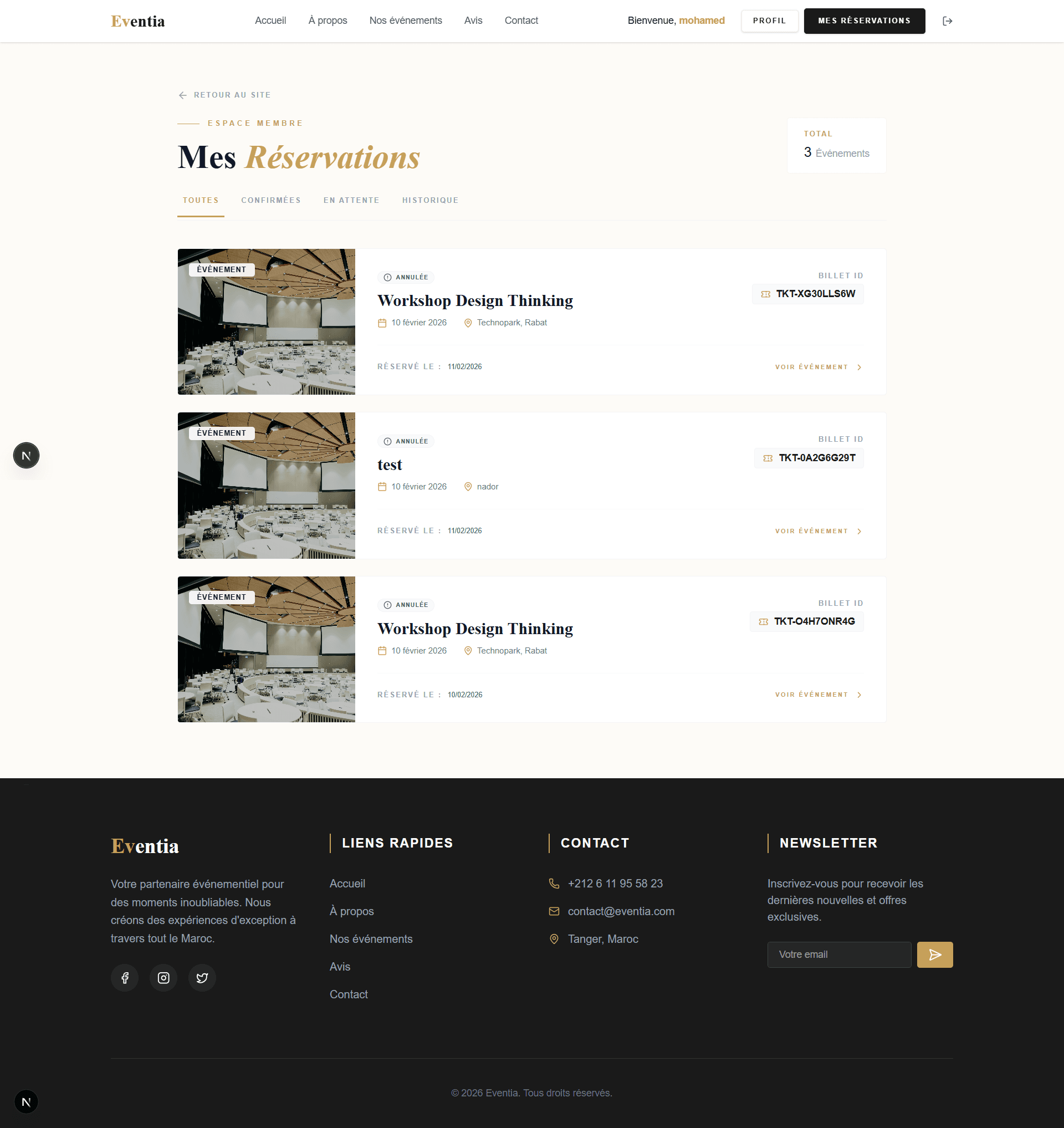 Eventia — My Reservations