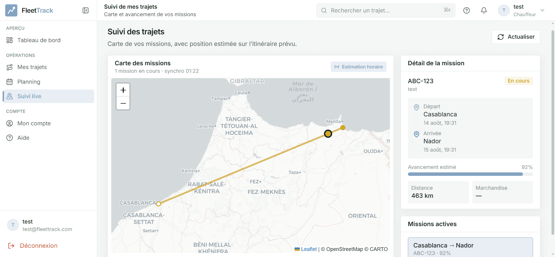 FleetTrack driver map