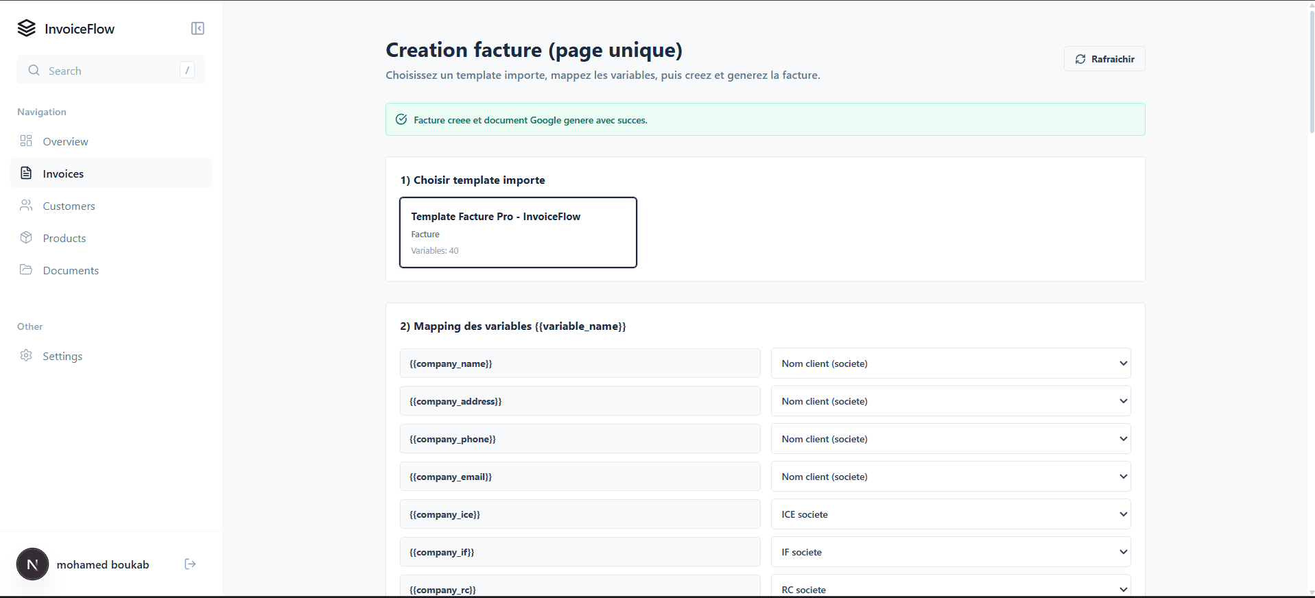 InvoiceFlow — Capture D'éCran 2026 07 22 195019