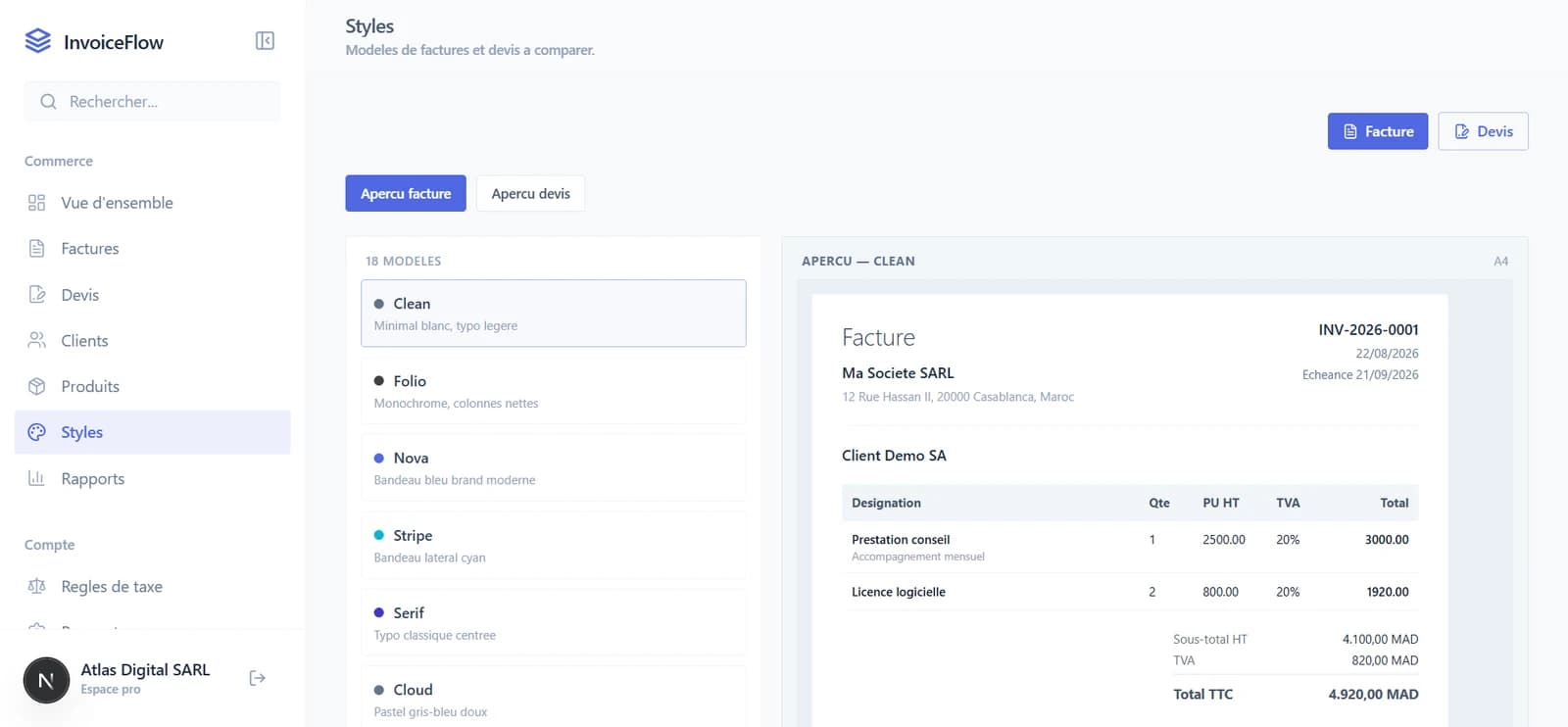 InvoiceFlow document styles