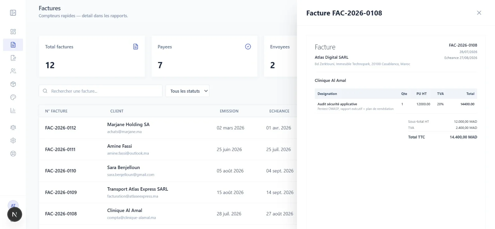 InvoiceFlow invoice side preview