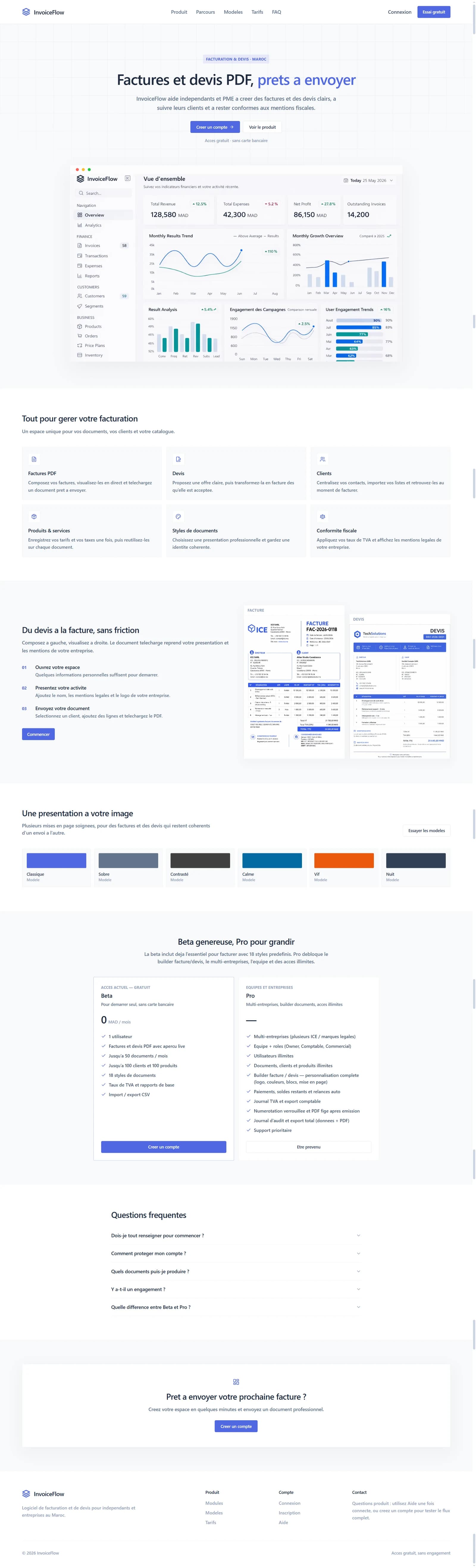 InvoiceFlow marketing landing page