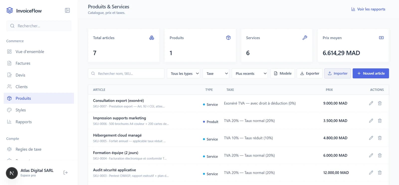 InvoiceFlow products