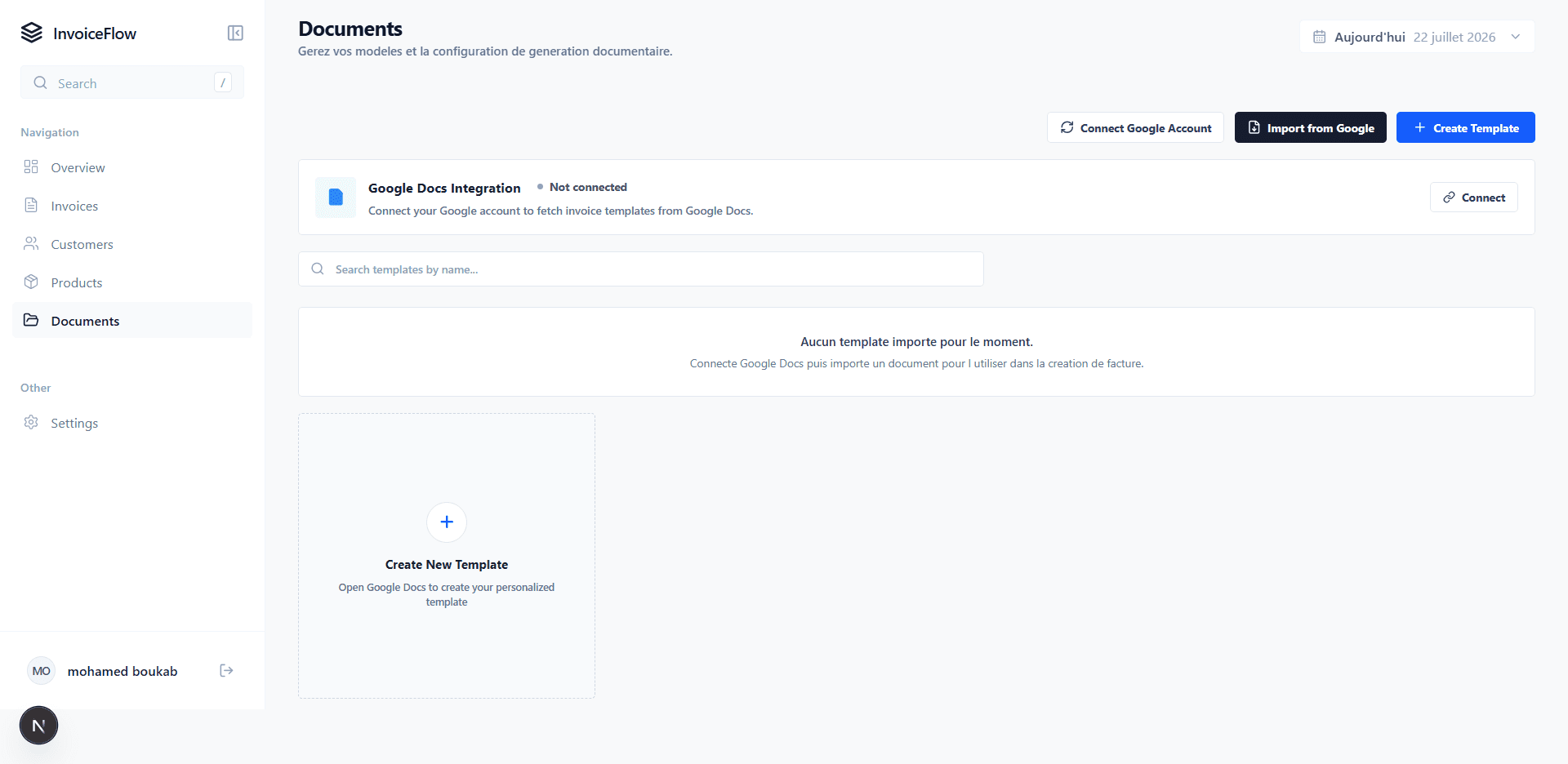 InvoiceFlow — Screencapture Localhost 3001 Dashboard Documents 2026 07 22 19 06 31