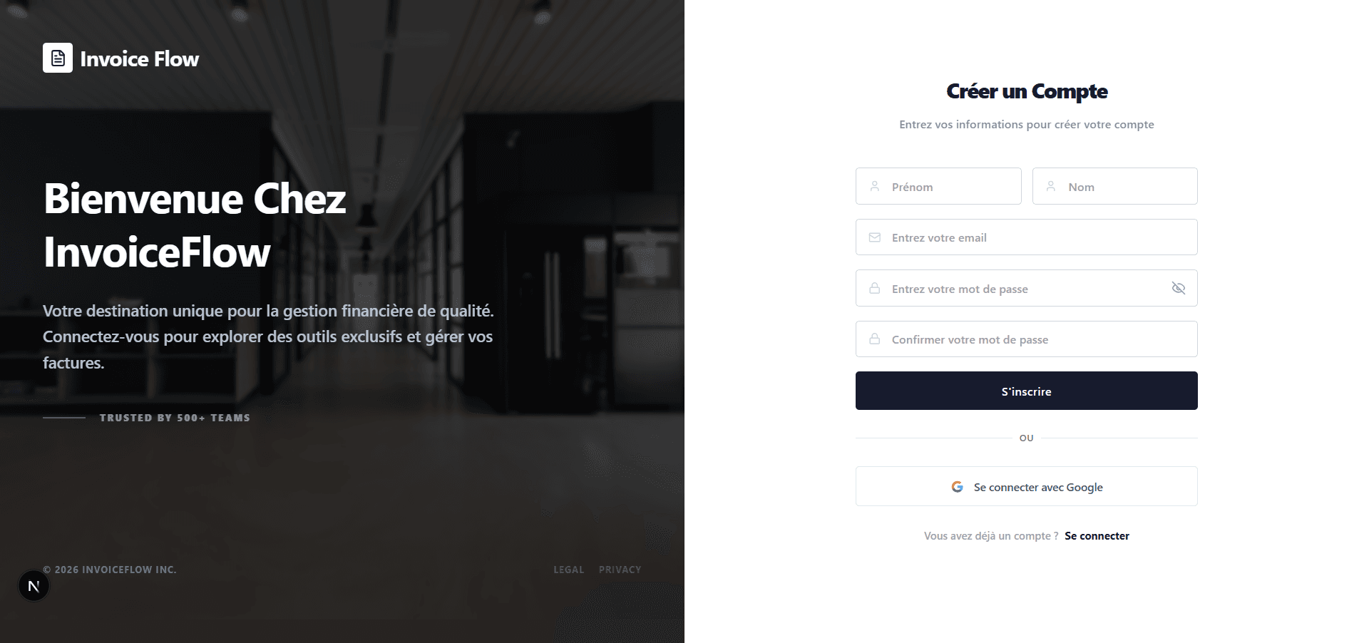 InvoiceFlow — Screencapture Localhost 3001 Register 2026 07 22 18 56 13
