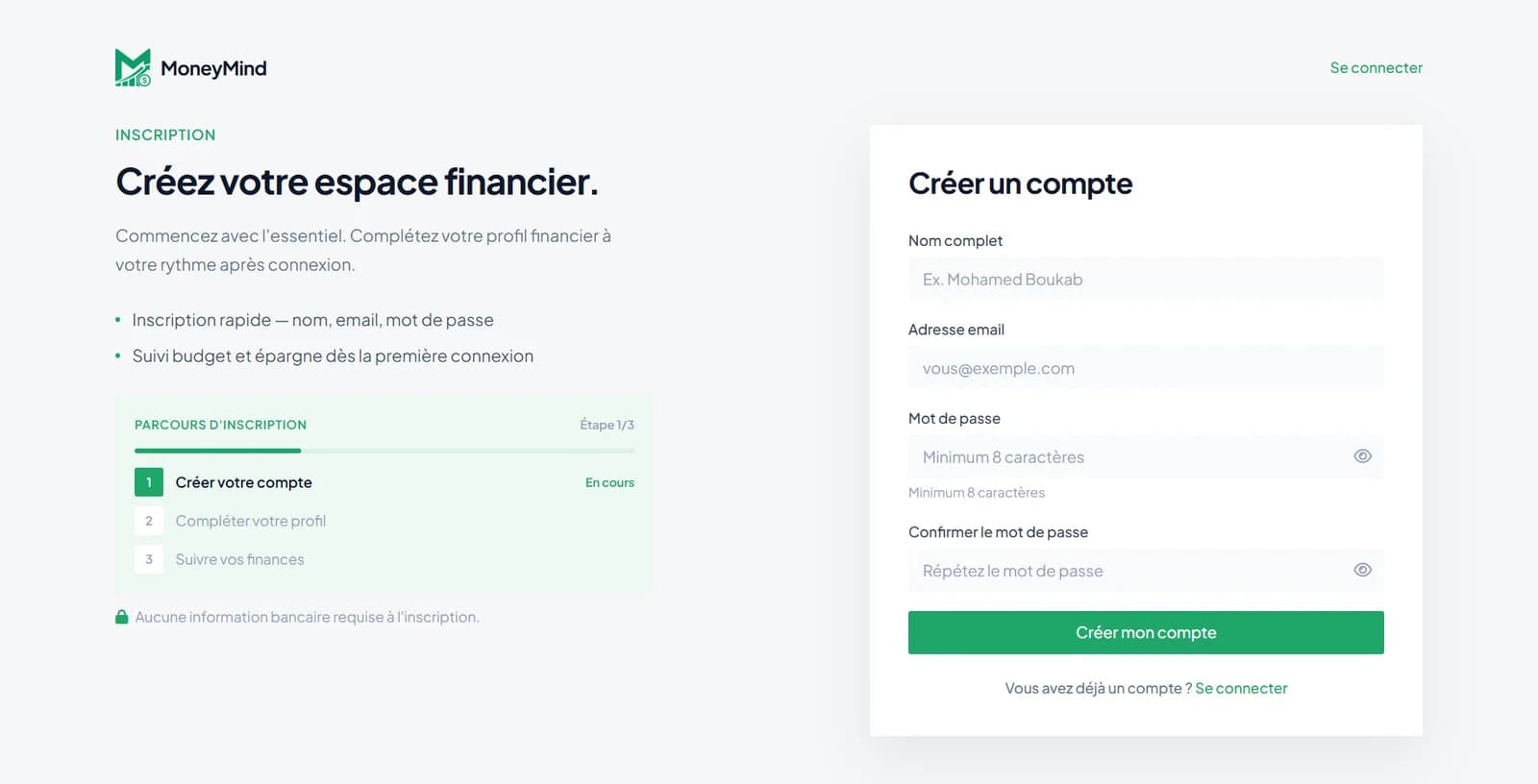 MoneyMind registration