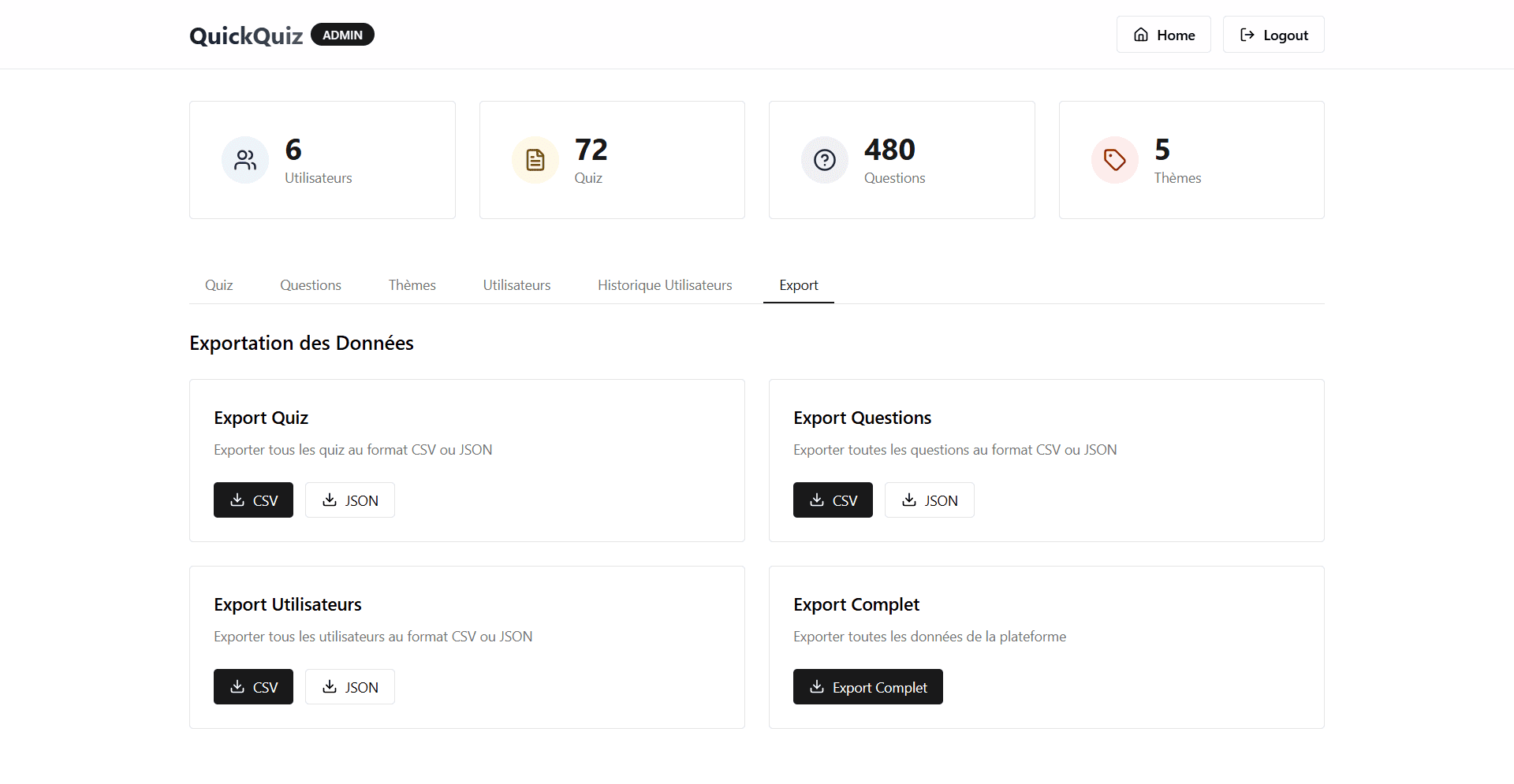 QuickQuiz — Export