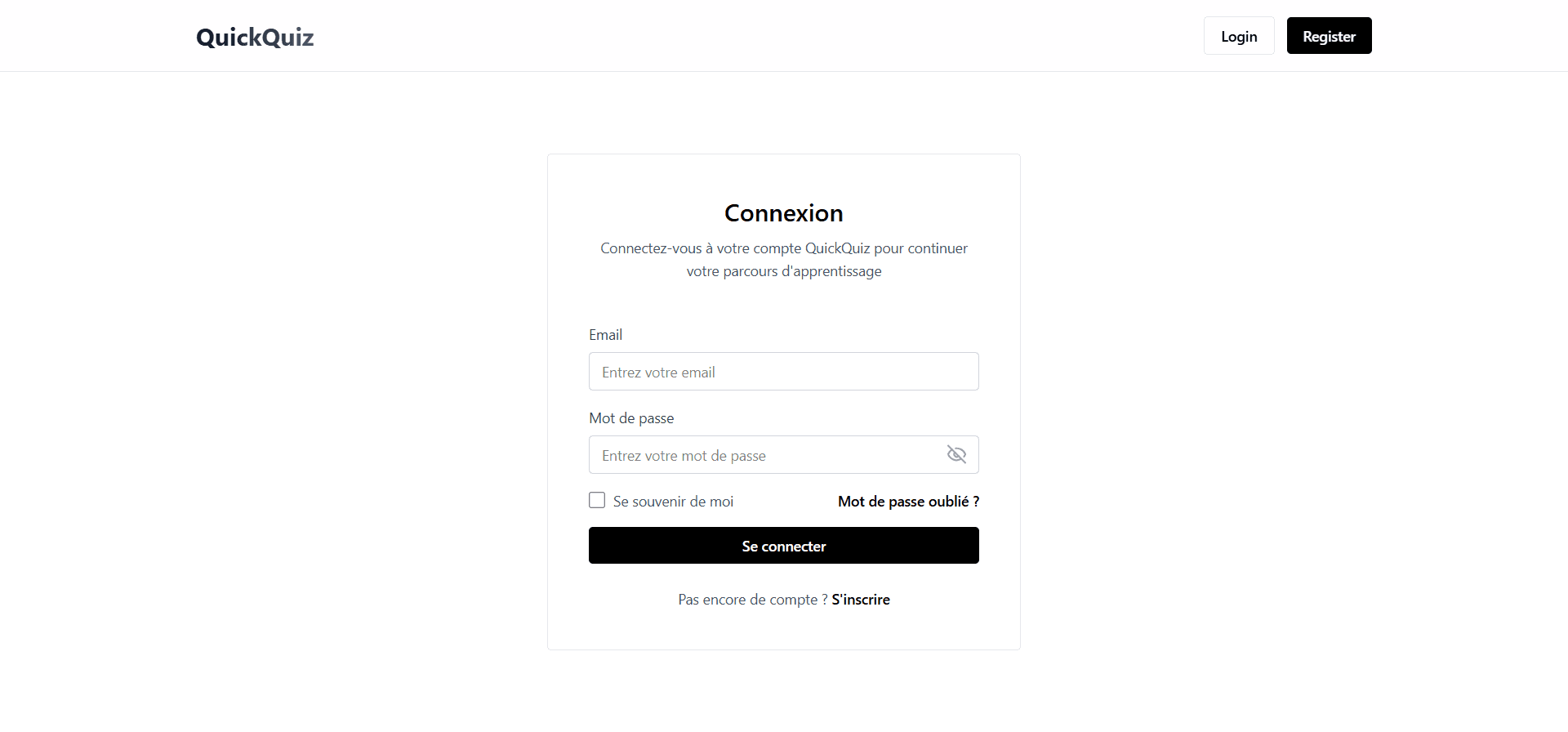 QuickQuiz — Login