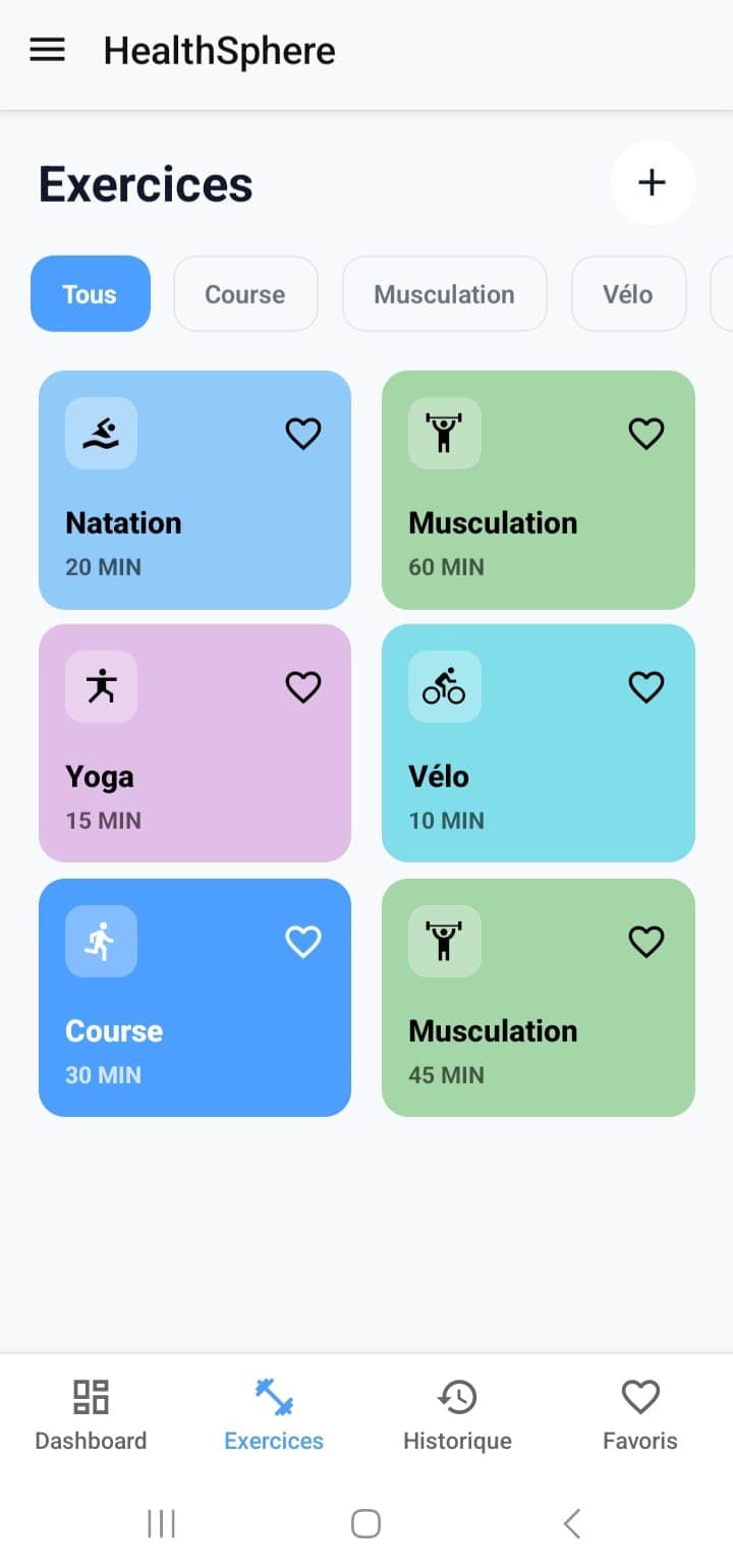 HealthSphere exercise catalogue